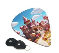 Candy land Lot de 6 médiators en celluloïd de 0,71 mm d'épaisseur avec support de médiators en cuir, médiators personnalisés pour basse, guitare électrique et acoustique, cadeau pour les amateurs de