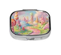 Candy Land Mini pilulier de voyage en métal avec 2 compartiments