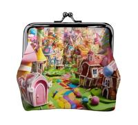 Candy Land Porte-monnaie en cuir microfibre pour femme avec fermeture à glissière pour cartes et rouge à lèvres