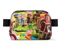 Candy Land Sac banane carré unisexe tendance imperméable pour voyage, course à pied, cadeau décontracté
