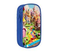 Candy Land Trousse à crayons pratique multi-compartiments pour bureau, voyage, école, art quotidien, bleu, Taille unique, Poche de rangement