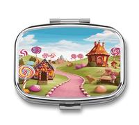 Candy Lane - Pilulier portable à 2 compartiments - Organiseur de médicaments carré en métal - Petit étui hebdomadaire avec miroir - Porte-vitamines élégant pour sac à main, poche de voyage