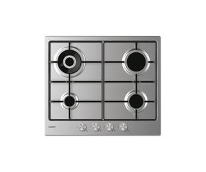 Candy Moderna CHW6BR4WPX Plaque de cuisson à gaz encastrable en acier inoxydable de 60 cm, 4 brûleurs