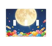Candy Moon Plaque d'interrupteur à 3 interrupteurs en polycarbonate incassable résistant à la chaleur Décoration pour la maison
