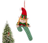 Candy Ornaments - Ornements en peluche en forme de canne à sucre pour sapin de Noël | Pendentif chapeau vert pour voiture, couloir, cour, poignée de porte, lieu de travail, chambre à coucher
