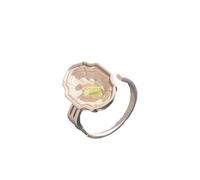 Candy Plate Ring for Women, Adjustable Open Cuff with Mini Pearl Accents & Pastel Green Gemstone, Cute Sweet Style Design, Small Dainty Jewelry for Daily Wear and Gift Giving