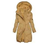 Candy Poche Femme Manteau Hiver Chaud Veste à Capuche Epais Chaud Doublé Veste Longue Veste à Capuche Élégante Manches Longues Hiver Couleur Unie Sous-Veste Femme, jaune, XXL