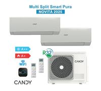 Candy Pura CY2T18 + 2xCY12 Climatiseur 2025 Double Split 2x12000Btu 2x3,5Kw Wifi