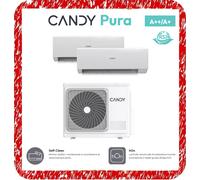 Candy Climatiseur double split 9000 + 1200 Btu, avec pompe à chaleur Wi-Fi, Blanc