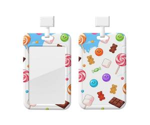 Candy Rain - Porte-badge d'identification avec cordon, protecteur de carte vertical, coque rigide en ABS transparent, bobine rétractable pour le travail et le bureau