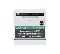 Candy Rapido' CP 8F9FFW Lave-vaisselle compact, 8 enveloppes, 8 programmes, lavage et séchage de 190 cm, premier choix, HxLxP 59,5 x 50,1 x 55 cm, blanc