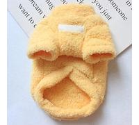 Candy Solid Cat Sweaters, Double Layer Fleece Dog Sweater, Soft and Warm Puppy Coat with Leash Ring(Yellow,Medium)