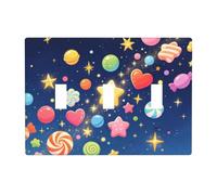Candy Starring Plaque d'interrupteur à 3 interrupteurs en polycarbonate incassable résistant à la chaleur Décoration pour la maison