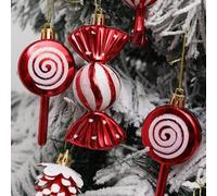 Candy Style Lot de 15 décorations de Noël vives pour les vacances (rouge)