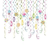 Candy Swirl Ornaments - Lot de 48 décorations colorées en spirale de sucettes | Kit de décoration de fête à suspendre pour la maison, le bureau, le salon, la salle de bain, la porte, le dortoir, pour