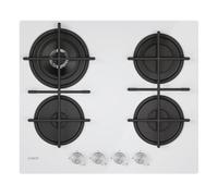 Candy Table de cuisson moderne à gaz 4 feux, verre trempé, brûleur à double couronne, grilles lavables au lave-vaisselle, axLxP 0,8 x 59,5 x 51 cm, blanc - CVG6BR4WTW