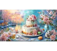 Candy-Topped-Dessert-with-Coffee Puzzle pour Adultes 1000 pièces Jeu Stimulant Jeux éducatifs Beau Puzzle de décoration pour décoration Murale et Cadeaux 38x52/1000 pièces