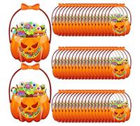 Candy Treat Bags - Lot de 50 sacs refermables pour trucs ou traitements - Rangement coloré - Porte-cadeaux saisonniers - Organisateur de collations amusant pour Halloween - Sacs goodie pour bonbons