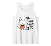 Candy Yarn Ghost Shirt Funny Crochet Halloween Trick Treat Débardeur