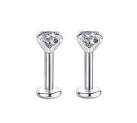 Candyfancy 1.2MM CZ 16G Piercing Nez Labret Tragus Acier Chirurgical Stud Oreilles Cartilage Helix Levre Lip Boucle d Oreille Helic Strass Zirconium Pierre 4MM pour Cadeau de Noel