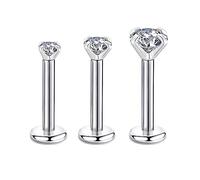 Candyfancy 2-4MM Rond Zirconium Pierre Strass 1.2MM CZ 16G/8MM Piercing Nez Labret Tragus Acier Chirurgical Stud Oreilles Cartilage Helix Levre Lip Boucle d Oreille Helic pour Cadeau de Noel