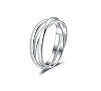 Candyfancy Anneaux triples minimalistes entrelacés à rouler en argent sterling 925 - Poli brillant - Simple - Empilables - Bague de méditation pour femmes - Taille E-R, Argent, sans pierre, sans perle