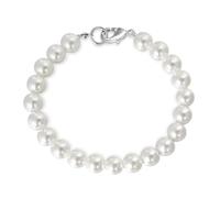 Candyfancy Bracelet de perles rondes blanches pour homme et femme 18/19/20 cm de long Bracelet de perles pour hommes femmes cadeaux perles 6 mm/8 mm, 8 mm Perlen, 18 cm Länge, Argent sterling