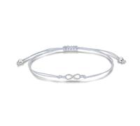 Candyfancy Bracelet pour femme en argent - Bracelet porte-bonheur infini pour femmes et filles - Bracelet d'amitié porte-bonheur pour femme, Acier inoxydable, No Gemstone
