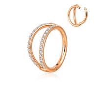 Candyfancy Double anneau de nez en titane G23 16G pour cartilage, hélix, daith, rook, tragus, conque, lèvre, bijoux de piercing pour homme et femme, 8/10/12 mm