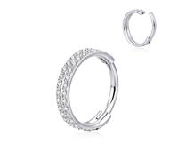 Candyfancy G23 Anneau de nez en titane 16 G pour cartilage hélix oxyde de zirconium Boucle d'oreille daith Rook Conque Lèvre Bijoux pour homme et femme 8/10 mm, 10MM, Titane