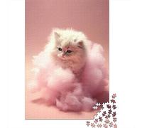 Candyfloss Kitten Puzzle 1000 Pièces pour Adultes, 70x50cm/1000pcs, pour Les Amateurs De Défis Détaillés; Carton Blanc pour Un Tri Facile