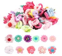 Candygirl 50 Pièces Chouchou Bébé Fille Nœuds Fleurs Elastique Cheveux Bébé Différents Styles Chouchou Cheveux Fille Mignonne Elastiques à Cheveux Enfant Pour Noël Saint-Valentin Anniversaire