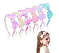 Candygirl 6 Pièces Serre-tête Filles Enfants Paillettes Arc-en-ciel Bandeaux à Noeud pour Halloween Noël Fête Anniversaire Carnaval