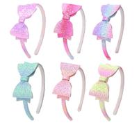 Candygirl Lot de 6 bandeaux à paillettes pour filles, jolis bandeaux antidérapants en plastique épais avec dents arc-en-ciel à paillettes pour enfants, petites filles et adolescentes