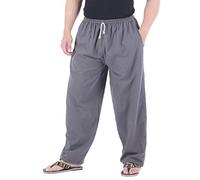 CandyHusky Pyjama décontracté 100% Coton avec Cordon de Serrage - Taille élastique, Gris, M/L