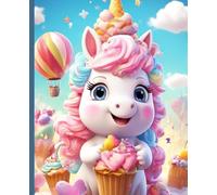 Candyland Unicorn Notebook for Girls & Kids - Cute Ice Cream Horn & Candy Hair, Wide-Ruled, 200 Pages, 7.5 x 9.25 in + Bonus Schedule Page