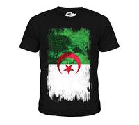Candymix Algérie Drapeau Grunge Unisexe T-Shirt Enfant Garçon Fille, Taille 4 Ans, Couleur Noir