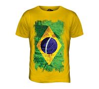 Candymix Brésil Drapeau Grunge T-Shirt Homme, Taille Small, Couleur Giallo Scuro