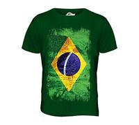 Candymix Brésil Drapeau Grunge T-Shirt Homme, Taille X-Large, Couleur Verde Bottiglia