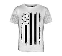 Candymix Bretagne Drapeau Grunge T-Shirt Homme, Taille Large, Couleur Bianco