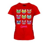 Candymix Cattitude Chats T-Shirt Femme, Taille 2X-Large, Couleur Rouge