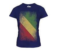 Candymix Congo Drapeau Dégradé T-Shirt Femme, Taille 2X-Large, Couleur Bleu Marine