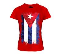 Candymix Cuba Drapeau Grunge T-Shirt Femme, Taille Large, Couleur Rouge