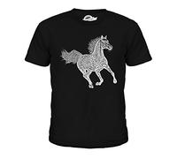 Candymix Dessin Cheval Au Galop Unisexe T-Shirt Enfant Garçon Fille, Taille 12 Ans, Couleur Noir