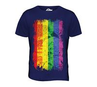 Candymix Drapeau Arc-en-Ciel LGBT Délavé T-Shirt Homme, Taille X-Small, Couleur Blu Navy