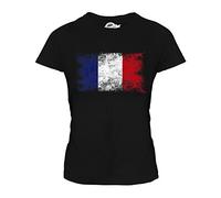 Candymix France Drapeau Délavé T-Shirt Femme, Taille 2X-Large, Couleur Noir