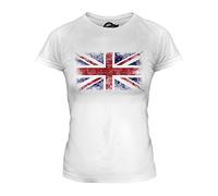 Candymix Grande-Bretagne Drapeau Délavé T-Shirt Femme, Taille Small, Couleur Blanc