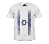 Candymix Israël Drapeau Dégradé Unisexe T-Shirt Enfant Garçon Fille, Taille 8 Ans, Couleur Blanc