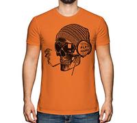 Candymix Le Crâne Play Hard T-Shirt Homme, Taille Medium, Couleur Arancione