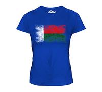 Candymix Madagascar Drapeau Délavé T-Shirt Femme, Taille X-Large, Couleur Bleu Royal